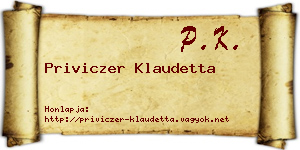 Priviczer Klaudetta névjegykártya